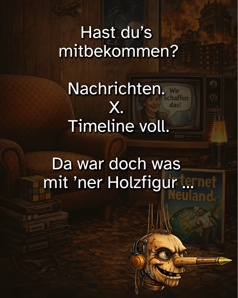 Instagram-Bild: Hast du's mitbekommen? Nachrichten, X, Timeline voll. Da war doch was mit einer Holzfigur.